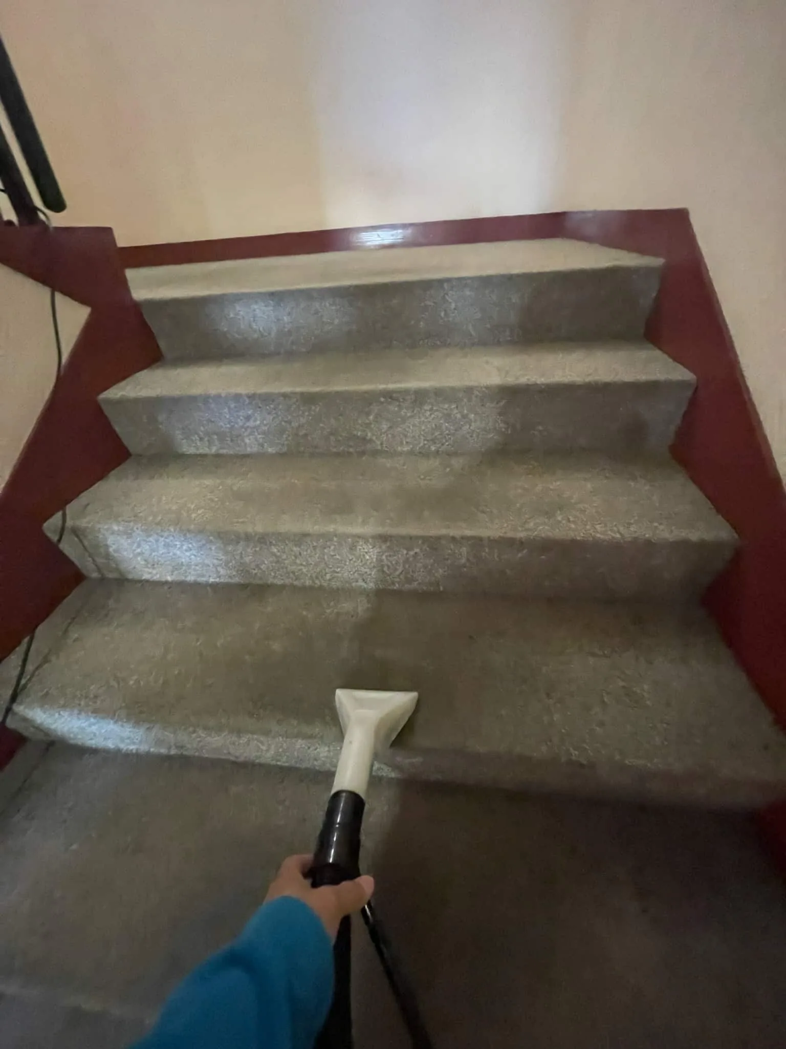 Shampooing d'une moquette d'escalier dans l'Essonne